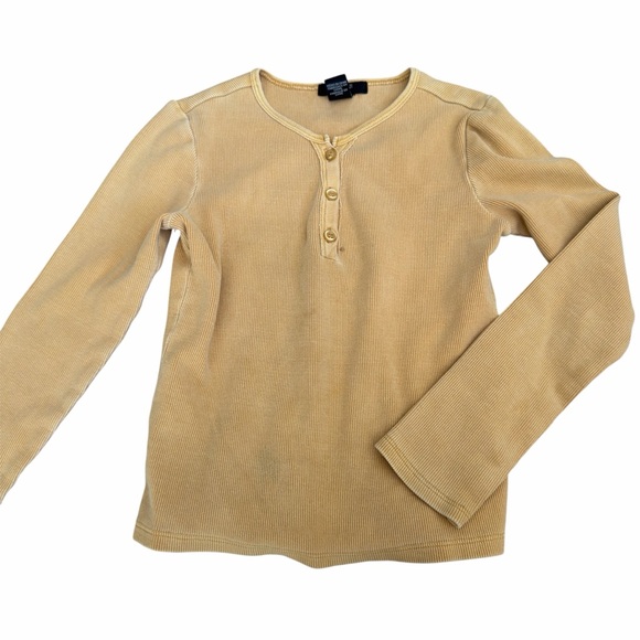 Forever 21 Kids Ribbed Henley Top Yellow Long Sleeve Shirt Girls Size 5/6 - Picture 2 of 7